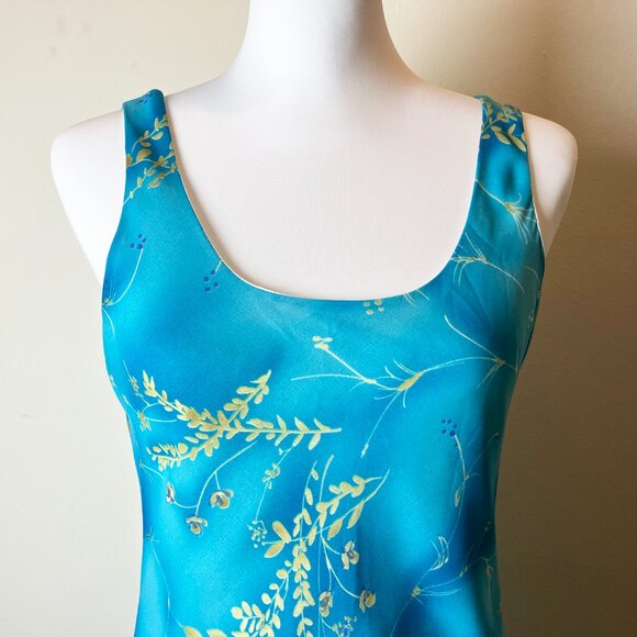 90s Vintage | Long Paige NY Aqua Sundress | Size 4 - Picture 3 of 7